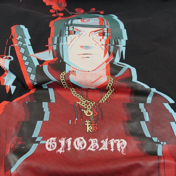 Gjio Bain Itachi Naruto Black Terry Oversized Hoodie Mens Sweatshirt Sz L - Picture 7 of 8